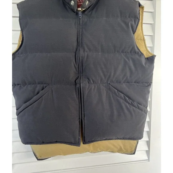 Vintage Jos.A. Bank Clothiers Down Filled Puffer Vest Tan/Navy Made In USA Sz L - Picture 4 of 8
